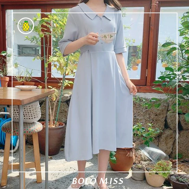Fresh Lady Summer a Line Dress Retro Turn Down Collar Elegant Solid Dress Midi Robe Femme Vestido Mujer Vestiti Donna
Fresh Lady Summer a Line Dress Retro Turn Down Collar Elegant Solid Dress Midi Robe Femme Vestido Mujer Vestiti Donna