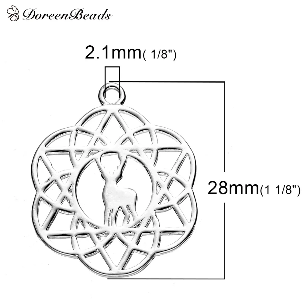 DoreenBeads Copper Flower Of Life Charms Deer Animal silver color Hollow 28mm(1 1/8") x 23mm( 7/8"), 2 PCs
DoreenBeads Copper Flower Of Life Charms Deer Animal silver color Hollow 28mm(1 1/8") x 23mm( 7/8"), 2 PCs