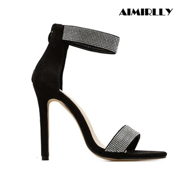Aimirlly Women Shoes Open Toe High Heels Sandals Cover Heel Back Zipper Crystal Strap Wedding Party Dress Heels Black Beige 
Aimirlly Women Shoes Open Toe High Heels Sandals Cover Heel Back Zipper Crystal Strap Wedding Party Dress Heels Black Beige