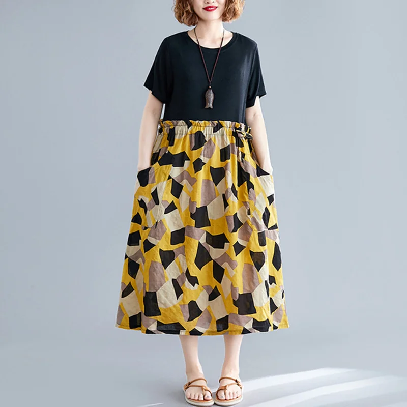 Summer dress 2019 cotton linen vintage print patchwork dress women clothes midi loose casual vestidos elegant dresses
Summer dress 2019 cotton linen vintage print patchwork dress women clothes midi loose casual vestidos elegant dresses