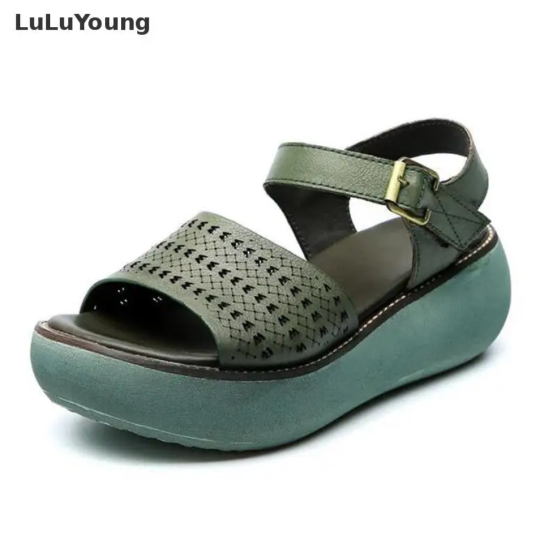 Women's Sandals 2019 Handmade Genuine Leather Hollow Summer Platform Sandals Women's Leather Shoes Green
Women's Sandals 2019 Handmade Genuine Leather Hollow Summer Platform Sandals Women's Leather Shoes Green