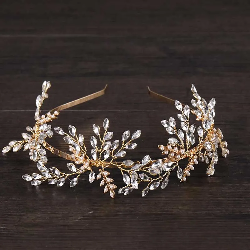 Gold Bridal Headband Crystal Beads Leaf Tiara Pearl Bride Hair Band Headpiece Hair Jewelry Wedding Hair Accessories for Women JL
Gold Bridal Headband Crystal Beads Leaf Tiara Pearl Bride Hair Band Headpiece Hair Jewelry Wedding Hair Accessories for Women JL
