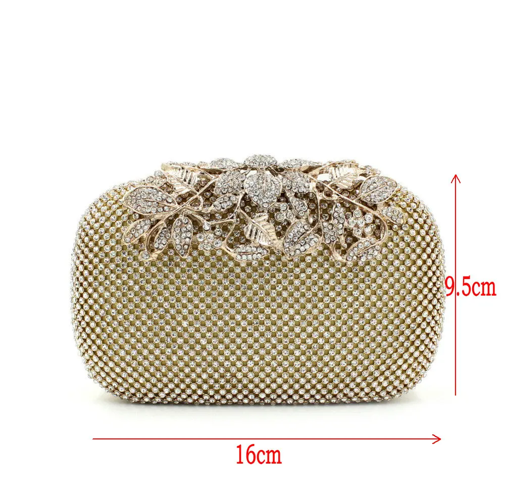 Flower Crystal Evening Bag Clutch Bags Clutches Lady Wedding Purse Flower Crystal Evening Bag Clutch Bags Clutches Lady Wedding Purse Rhinestones Handbags Silver Gold Black