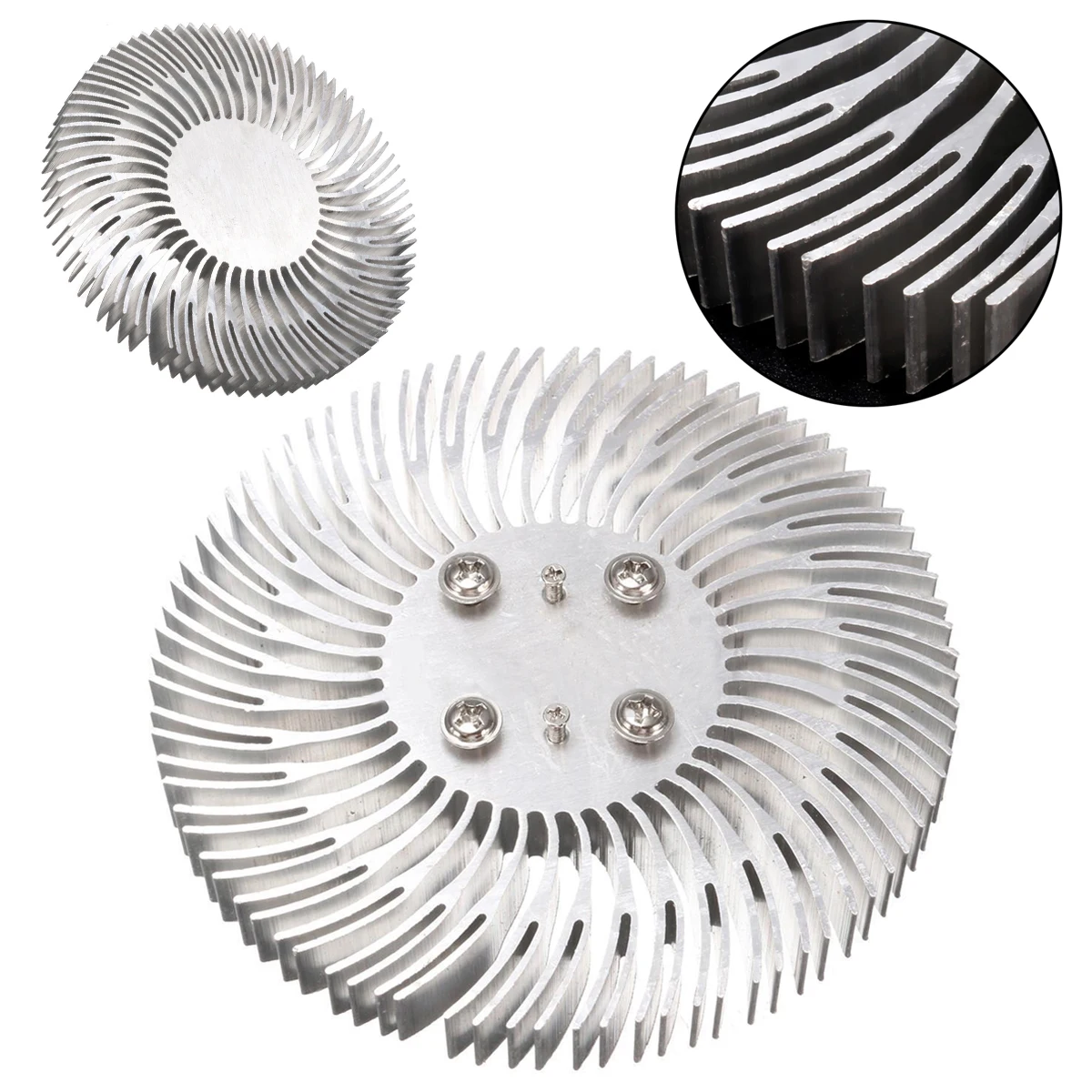 1pc Round Spiral Aluminum Heat Sink Radiator 90*10mm With 6pcs Screws For 10W High Power LED Lamp Heat Dissipation Mayitr