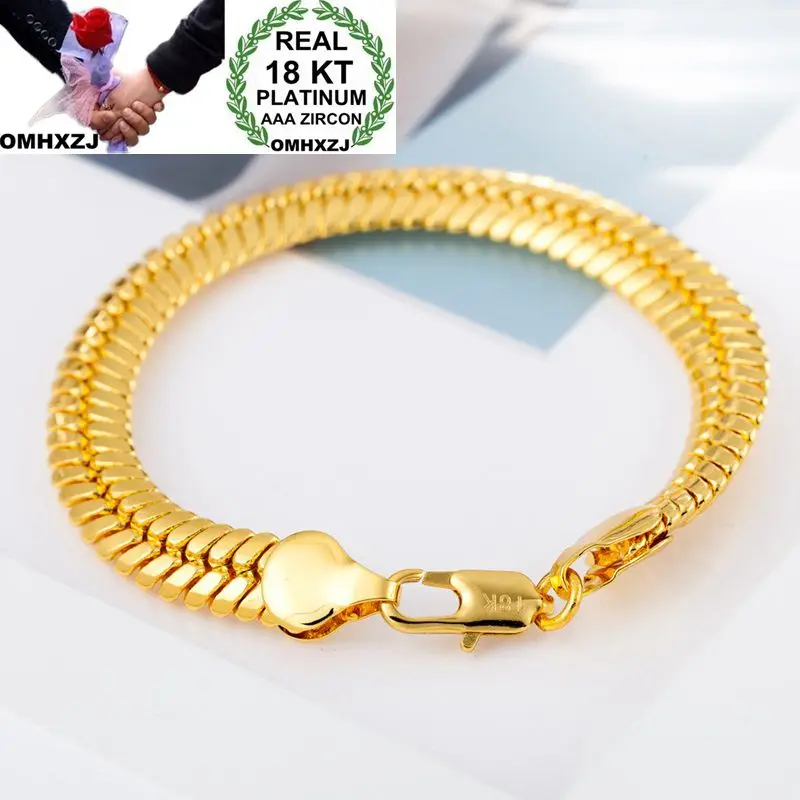 OMHXZJ Wholesale Personality Fashion Man Party Wedding Gift Gold Flat Snake Chain 18KT Gold Bracelet BR134
OMHXZJ Wholesale Personality Fashion Man Party Wedding Gift Gold Flat Snake Chain 18KT Gold Bracelet BR134