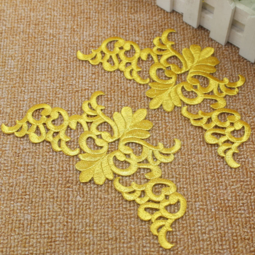 Cosplay Decoration Gold Embroidered Lace Appliqued Dress Costume Iron on Gold Patches 20cm*9cm
Cosplay Decoration Gold Embroidered Lace Appliqued Dress Costume Iron on Gold Patches 20cm*9cm
