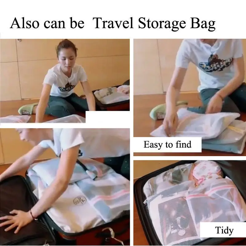 3 Sizes Zippered Mesh Laundry Wash Bags Foldable Delicates Lingerie Bra Socks Underwear Washing Clothes Protection Practical Net