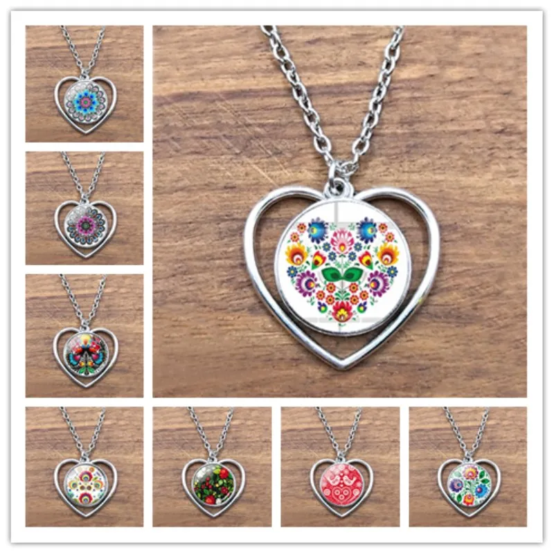 2019 New Polish Folk Art Patterns Flowers necklace Glass Cabochon Photo necklace Heart pendant necklace Craft Jewelry
2019 New Polish Folk Art Patterns Flowers necklace Glass Cabochon Photo necklace Heart pendant necklace Craft Jewelry