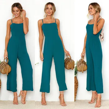 Trendy Women clothes Slim Sleeveless solid Jumpsuit square collar backless Polyester Casual Rompers one pieces
Trendy Women clothes Slim Sleeveless solid Jumpsuit square collar backless Polyester Casual Rompers one pieces