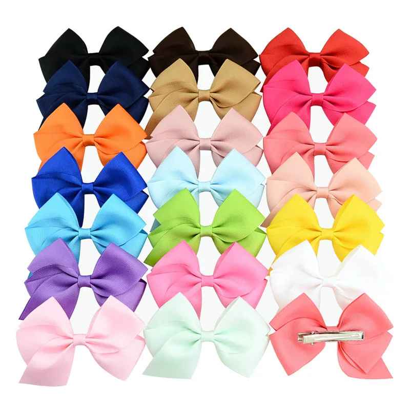 

Approx 4" Big Solid Ribbon Bow Tie New Born Baby Clip Hair Accessories for Kids Girls Hair Pins Women Hairclips Headwear