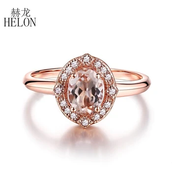 HELON Solid 10K Rose Gold Oval Shape 7x5mm 0.8ct Morganite Natural Diamonds Engagement Wedding Fine Jewelry Women's Ring
HELON Solid 10K Rose Gold Oval Shape 7x5mm 0.8ct Morganite Natural Diamonds Engagement Wedding Fine Jewelry Women's Ring
