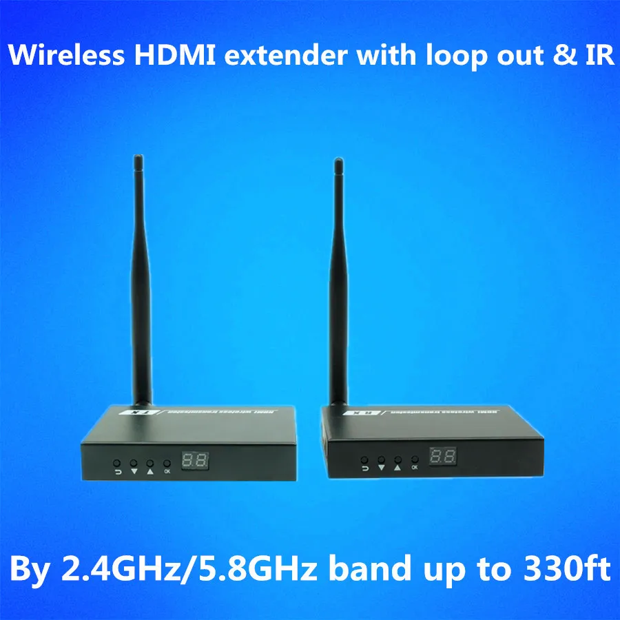 330ft Wireless WIFI + Loop Out + IR + HDMI Extender 100m Like HDMI Splitter 1080P Wireless HDMI Audio Video Transmitter Receiver
330ft Wireless WIFI + Loop Out + IR + HDMI Extender 100m Like HDMI Splitter 1080P Wireless HDMI Audio Video Transmitter Receiver