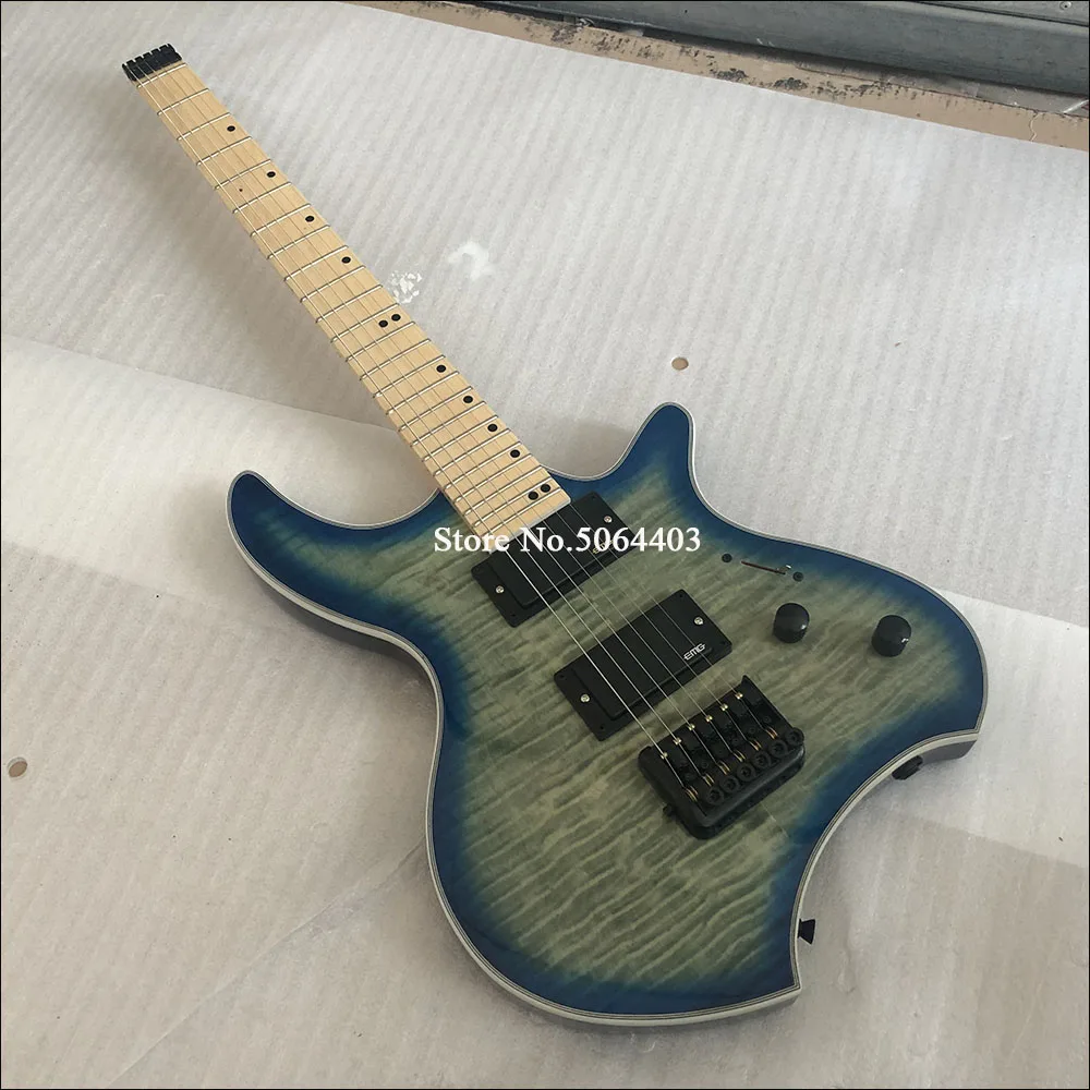 High quality electric guitar, headless guitar, tiger maple veneer, imported bridge portable travel guitar, postage
High quality electric guitar, headless guitar, tiger maple veneer, imported bridge portable travel guitar, postage