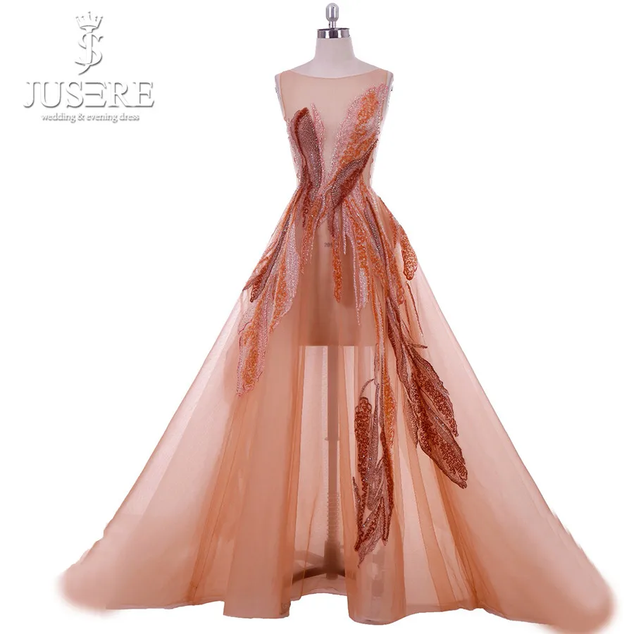 Jusere 2019 Haute Couture Real Photos Embroidery A-line Evening Dresses Illusion With Crystals Tulle Gowns with Court Tail
Jusere 2019 Haute Couture Real Photos Embroidery A-line Evening Dresses Illusion With Crystals Tulle Gowns with Court Tail