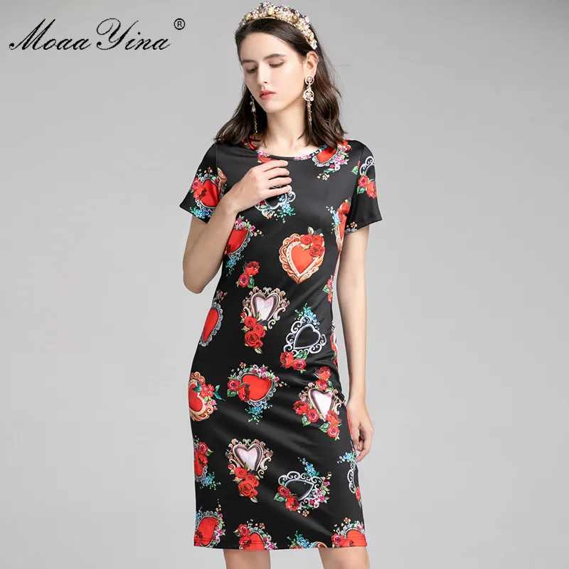 MoaaYina Fashion Runway Dress Summer Women's Short sleeve Heart-shaped Floral-Print Package buttocks Black Elasticity Dress
MoaaYina Fashion Runway Dress Summer Women's Short sleeve Heart-shaped Floral-Print Package buttocks Black Elasticity Dress