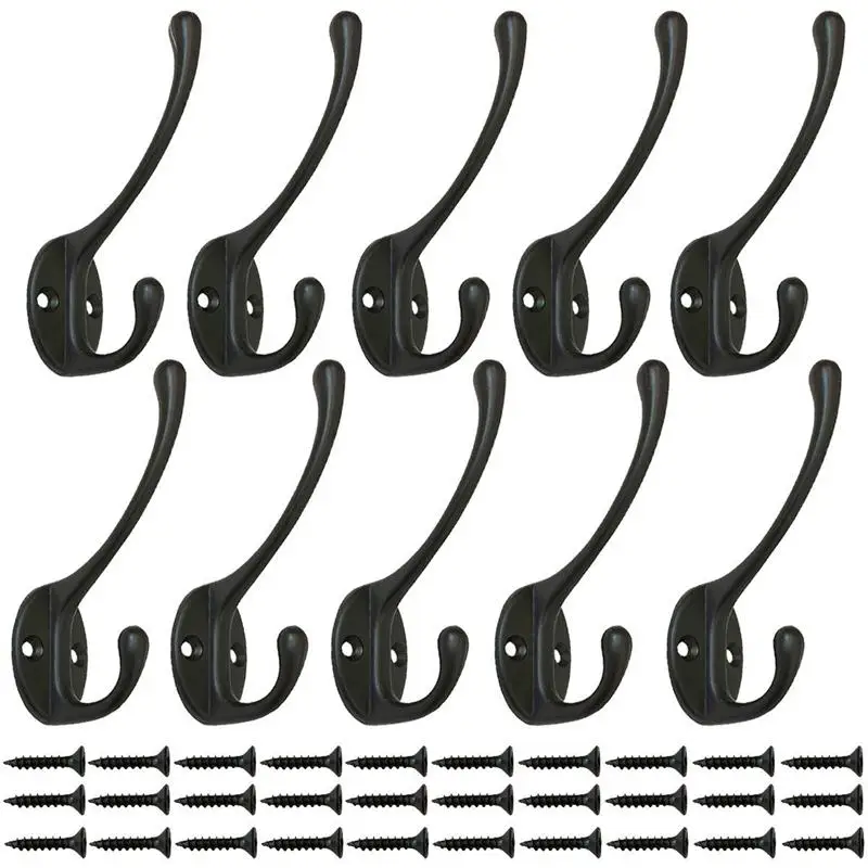 10 Pack Heavy Duty Dual Coat Hooks Wall Mounted with 30 Screws Retro Double Utility Rustic Hooks for Coat, Scarf, Bag, Towel,
10 Pack Heavy Duty Dual Coat Hooks Wall Mounted with 30 Screws Retro Double Utility Rustic Hooks for Coat, Scarf, Bag, Towel,