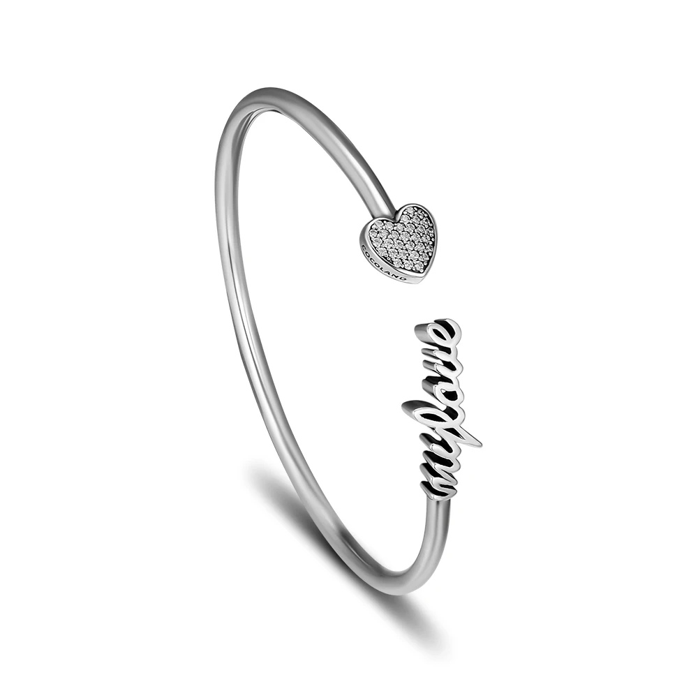 100% 925 Sterling-Silver-Jewelry Signature of My love Bangles with Clear CZ Free Shipping
100% 925 Sterling-Silver-Jewelry Signature of My love Bangles with Clear CZ Free Shipping