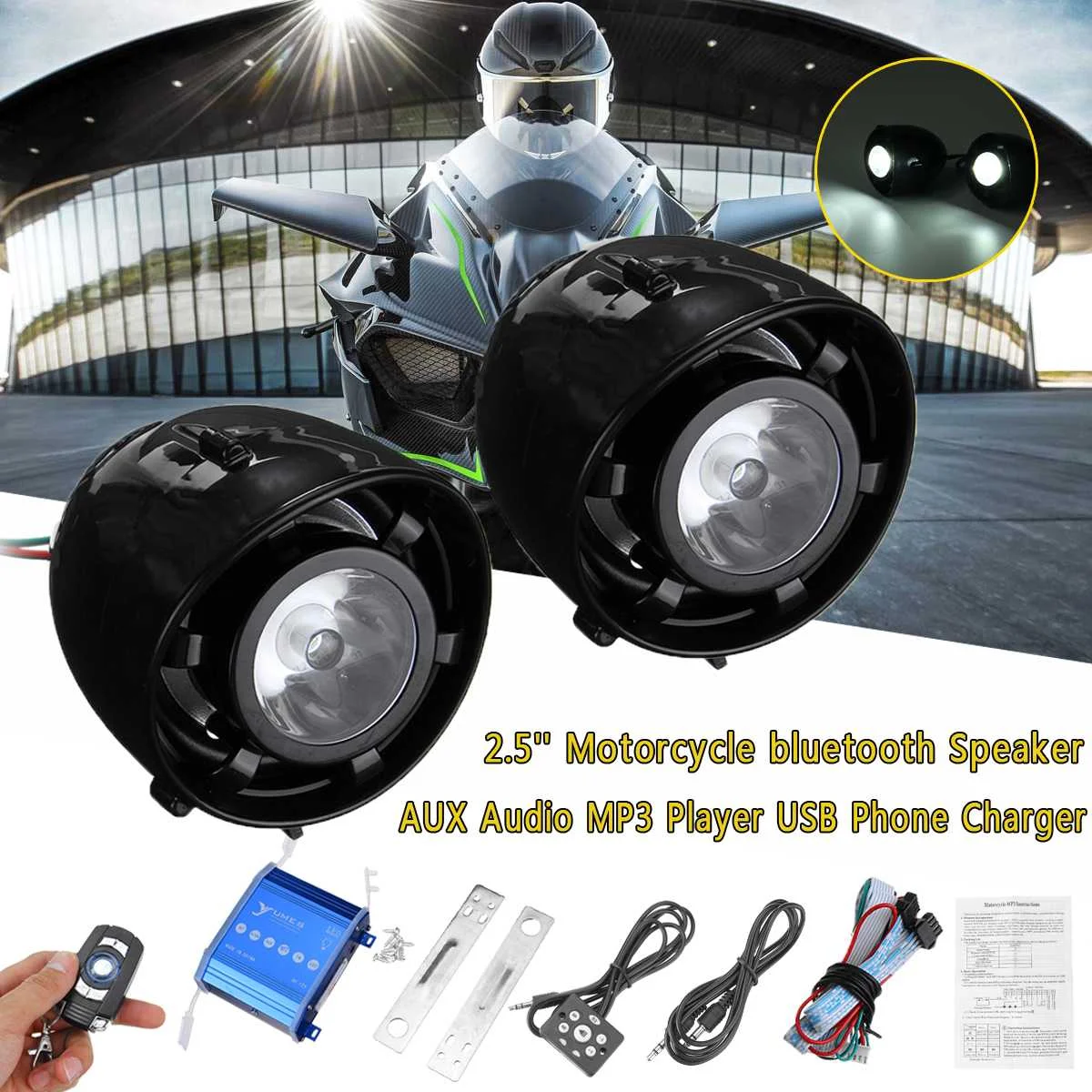 2.5'' Motorcycle Speaker Waterproof bluetooth Motorcycle Stereo Speakers Mp3 Amplifer System Sound Motorcycle Speakers AUX Audio
2.5'' Motorcycle Speaker Waterproof bluetooth Motorcycle Stereo Speakers Mp3 Amplifer System Sound Motorcycle Speakers AUX Audio