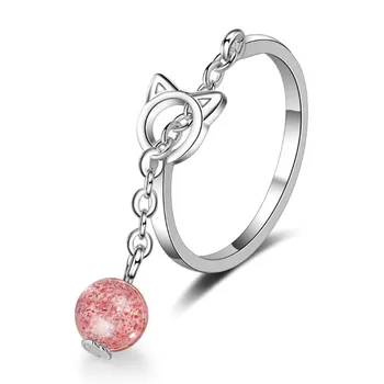 New Temperament Two Colors Strawberry 925 Sterling Silver Jewelry Bell Cute Cat Opening Animal Women Rings SR381
New Temperament Two Colors Strawberry 925 Sterling Silver Jewelry Bell Cute Cat Opening Animal Women Rings SR381