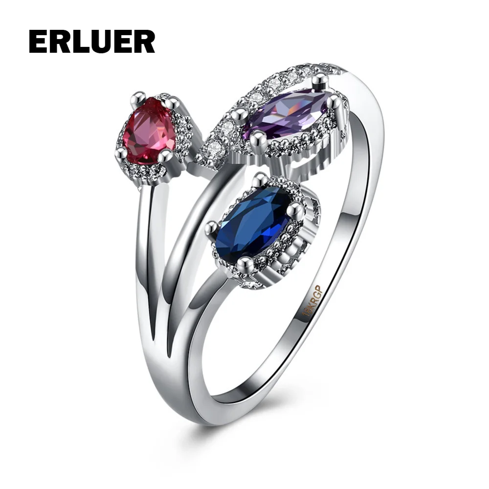 ERLUER New Elegant Trendy White Gold color Women girls Party crystal Finger Ring Fashion wedding bridal silver Jewelry Ringen
ERLUER New Elegant Trendy White Gold color Women girls Party crystal Finger Ring Fashion wedding bridal silver Jewelry Ringen