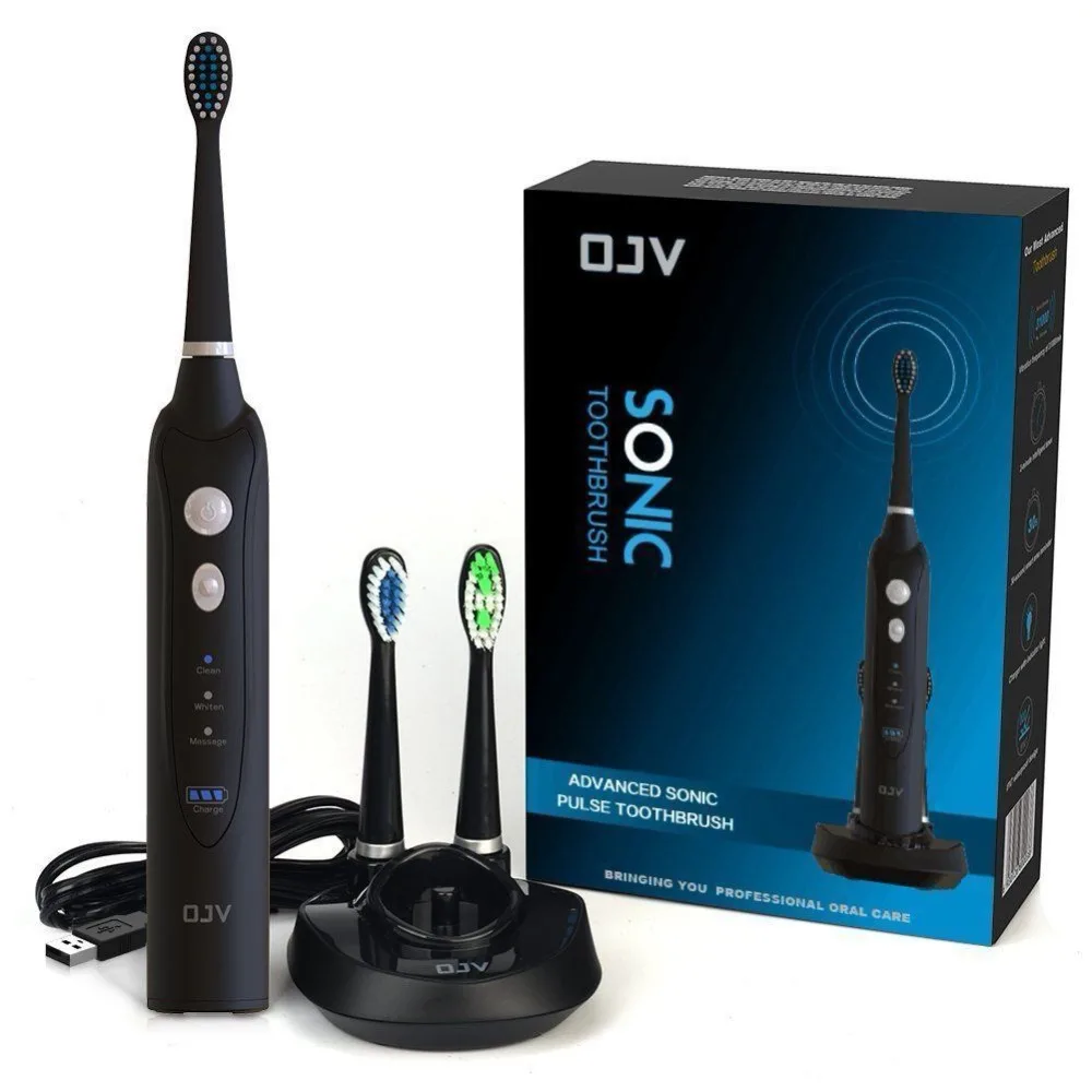 IPX7 Waterproof Design Rechargeable Sonic Sonicare Electric Toothbrush Charger and 3 Brush Heads 2 MINUTE AUTOMATIC TIMER
IPX7 Waterproof Design Rechargeable Sonic Sonicare Electric Toothbrush Charger and 3 Brush Heads 2 MINUTE AUTOMATIC TIMER