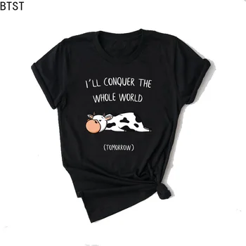 summer 2019 I'LL CONQUER THE WHOLE WOELD TOMORROW letter animal print vogue cow t shirt women black short sleeve tee shirt femme
summer 2019 I'LL CONQUER THE WHOLE WOELD TOMORROW letter animal print vogue cow t shirt women black short sleeve tee shirt femme