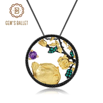 GEM'S BALLET Natural Amethyst Gemstone Zodiac Jewelry Tiger Sniffs The Rose 925 Sterling Silver Pendant Necklace For Women
GEM'S BALLET Natural Amethyst Gemstone Zodiac Jewelry Tiger Sniffs The Rose 925 Sterling Silver Pendant Necklace For Women
