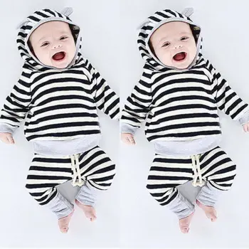 Toddler Kids Baby Boy Girl Striped Clothes Set Hooded Tops + Long Pants Outfits Bebes Clothes Set For 0-24M
Toddler Kids Baby Boy Girl Striped Clothes Set Hooded Tops + Long Pants Outfits Bebes Clothes Set For 0-24M