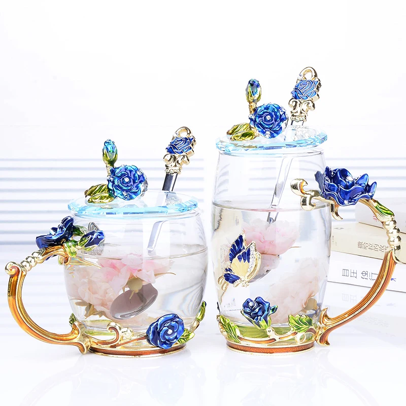 1PCS Coffee Mugs Novelty Glass Cups Unusual Flower Enamel Handles Perfect Gifts for Women With spoon no lids
1PCS Coffee Mugs Novelty Glass Cups Unusual Flower Enamel Handles Perfect Gifts for Women With spoon no lids