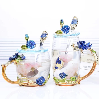 1PCS Coffee Mugs Novelty Glass Cups Unusual Flower Enamel Handles Perfect Gifts for Women With spoon no lids
1PCS Coffee Mugs Novelty Glass Cups Unusual Flower Enamel Handles Perfect Gifts for Women With spoon no lids