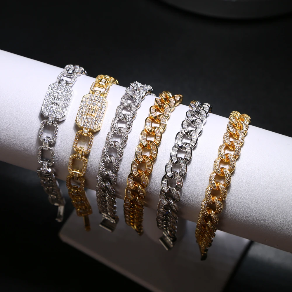 2019 Hip Hop Bling Bling Iced Out Miami cuban Chain luxury brand silver gold 17cm Bracelets For Women Men's Wholesale Jewelry
2019 Hip Hop Bling Bling Iced Out Miami cuban Chain luxury brand silver gold 17cm Bracelets For Women Men's Wholesale Jewelry