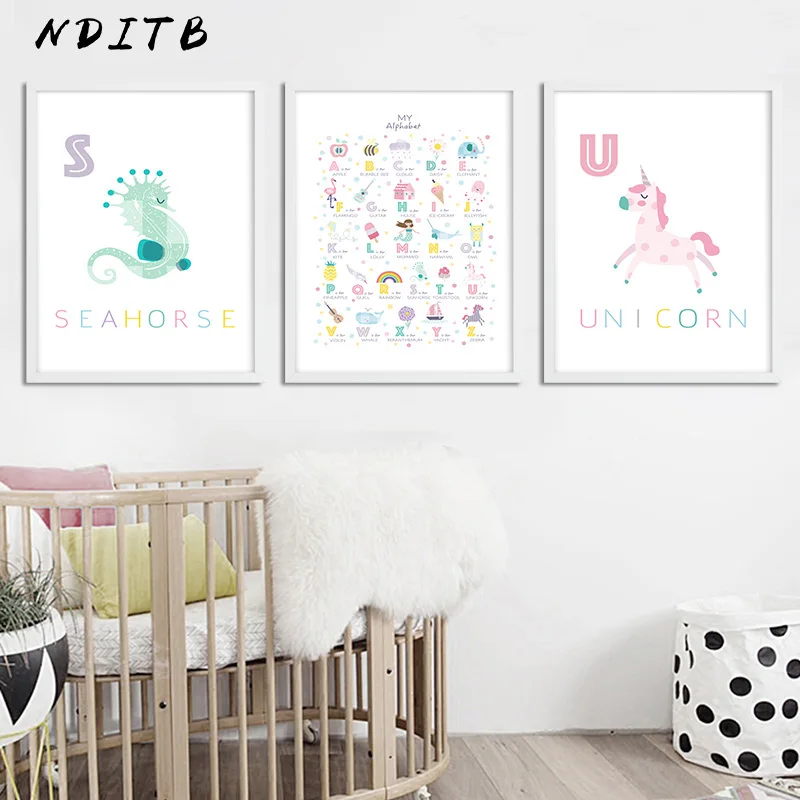 NDITB A to Z Alphabet Unicorn Posters and Prints Baby Nursery Wall Art Canvas Painting Nordic Kids Decoration Pictures Bedroom
NDITB A to Z Alphabet Unicorn Posters and Prints Baby Nursery Wall Art Canvas Painting Nordic Kids Decoration Pictures Bedroom