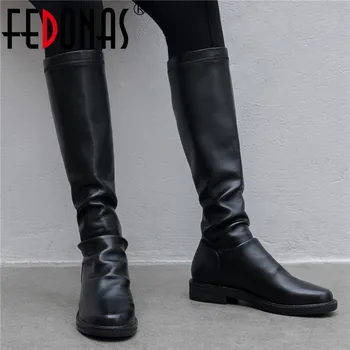 FEDONAS Classic Round Toe Slip On Square Heels Warm Riding Boots Winter Genuine Leather Women Knee High Boots Basic Shoes Woman
FEDONAS Classic Round Toe Slip On Square Heels Warm Riding Boots Winter Genuine Leather Women Knee High Boots Basic Shoes Woman