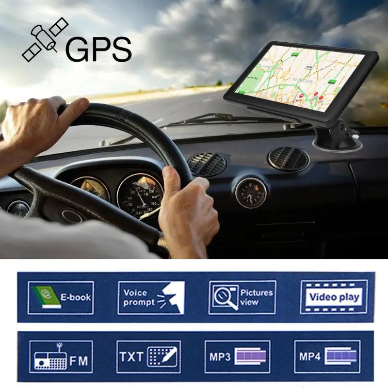 

Portable 7 inch HD Car GPS Navigation Capacitive screen FM 8GB Vehicle Truck GPS Car navigator Europe Sat nav Lifetime Map New