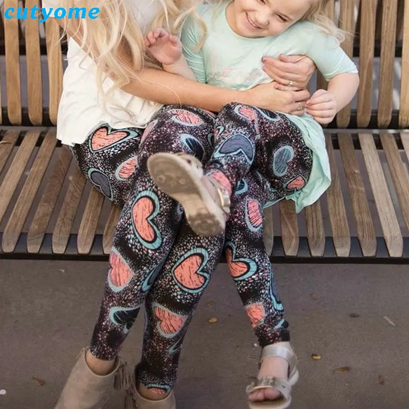 Family Look Mom And Daughter Matching Clothes Christmas Heart Leggings Pants Mother And Daughter Outfits Mommy And Me Trousers (3)