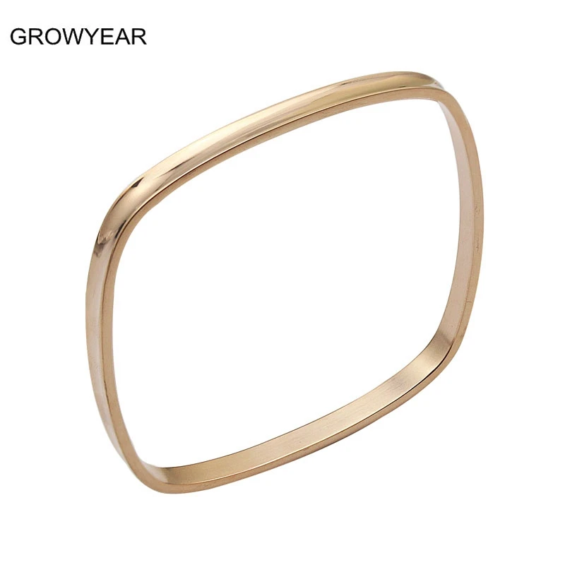 

Simple Casual Fashion Jewelry Stainless Steel Square 3 Color Rose Golden /Gold Bangles Bracelet Women Wholesale Retail