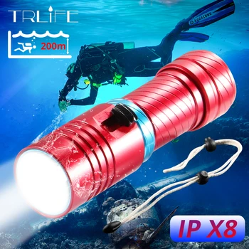 

Super Bright L2 Waterproof Diving Flashlight Dive Underwater 200 Meters LED Torch Lamp Camping Lanterna use 26650 18650 Battery