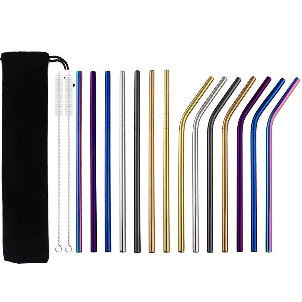3Pcs Reusable Metal Straws Set 304 Stainless Steel Drinking Straw Colorful Black Bent Straight Drink Straw with Clean Brush
3Pcs Reusable Metal Straws Set 304 Stainless Steel Drinking Straw Colorful Black Bent Straight Drink Straw with Clean Brush