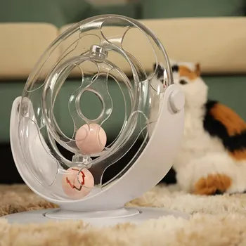 Pet Cat Spaceship Turntable Track Ball Toy Cat Interactive Puzzle Toy Playing Ball Toy with Base Pet Cat Catching Roller Toy