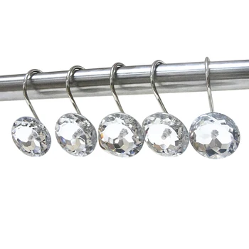 Decorative 12pcs crystal shower curtain hooks Rings Durable Bathroom Glide Rings Curtain Hook
Decorative 12pcs crystal shower curtain hooks Rings Durable Bathroom Glide Rings Curtain Hook