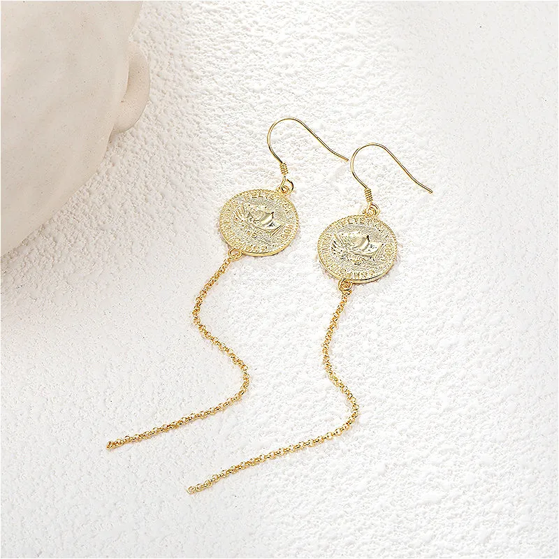 Fengxiaoling 100% Genuine 925 Sterling Silver Golden Silver Coin Portrait Long Tassel Drop Earrings For Women Fashion Jewelry 
Fengxiaoling 100% Genuine 925 Sterling Silver Golden Silver Coin Portrait Long Tassel Drop Earrings For Women Fashion Jewelry