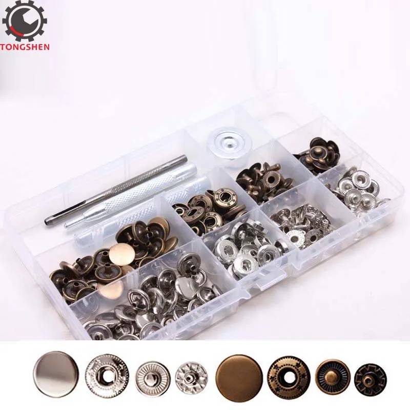 50 Sets Metal Snap Fastener Kit Leather Button Tool Press Studs with Fixing Tools for Leather Coat Down Jacket Jeans Wear Bag
50 Sets Metal Snap Fastener Kit Leather Button Tool Press Studs with Fixing Tools for Leather Coat Down Jacket Jeans Wear Bag