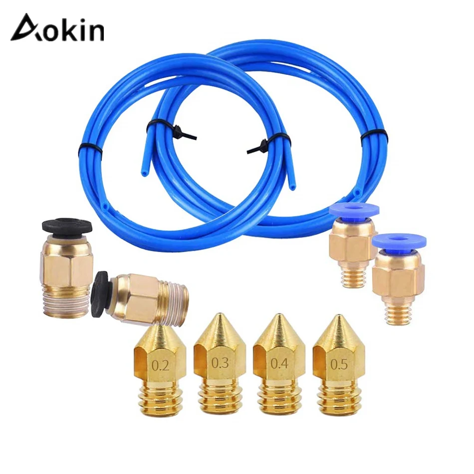 Aokin PTFE Teflon Tube ID 2mm OD 4mm + PC4-M6 PC4-M10 Pneumatic Connector + MK8 Nozzle 0.2mm 0.3mm 0.4mm 0.5mm Extruder For 3D P
Aokin PTFE Teflon Tube ID 2mm OD 4mm + PC4-M6 PC4-M10 Pneumatic Connector + MK8 Nozzle 0.2mm 0.3mm 0.4mm 0.5mm Extruder For 3D P