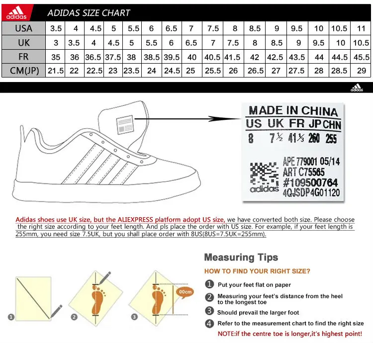 adidas uk 4 in cm