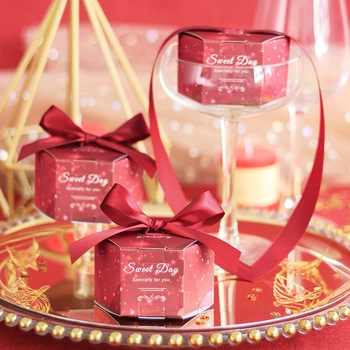 Free Shipping 50pcs ribbon hexagon shaped Wedding party favor Unique luxury red boxes baby shower guests candy chocolate box
Free Shipping 50pcs ribbon hexagon shaped Wedding party favor Unique luxury red boxes baby shower guests candy chocolate box
