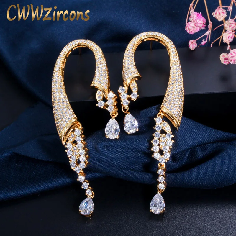 CWWZircons Dubai Gold Color Women Wedding Party Jewelry Long Dangling Drop African Cubic Zirconia Golden Earring for Women CZ449
CWWZircons Dubai Gold Color Women Wedding Party Jewelry Long Dangling Drop African Cubic Zirconia Golden Earring for Women CZ449