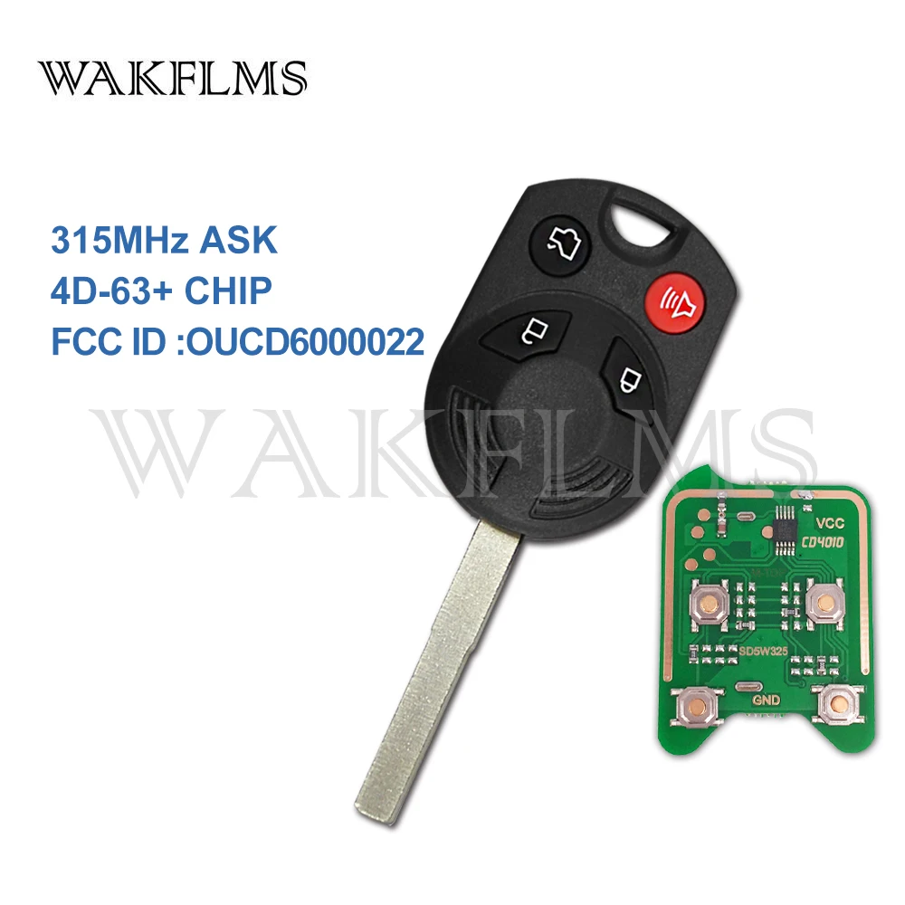 4 Button Remote Key for Ford with 4D63 80bit chip laser blade 315MHz OUCD6000022
4 Button Remote Key for Ford with 4D63 80bit chip laser blade 315MHz OUCD6000022