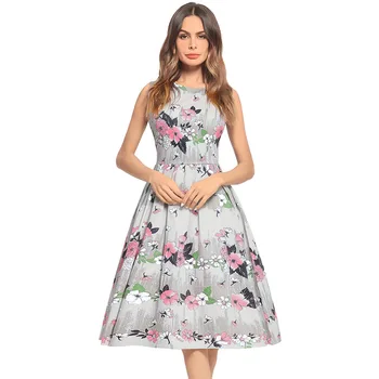 Hot Sells Women Fashion Sleeveless Printed Retro Dresses for European and American Large Pendulum Type Women Vestidos Mujer
Hot Sells Women Fashion Sleeveless Printed Retro Dresses for European and American Large Pendulum Type Women Vestidos Mujer