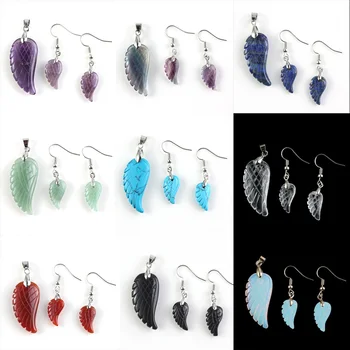 XSM Natural Stone Angel Wings Earrings Pendants Necklaces Drop Earring Jewelry Sets For Women Girls Charms Jewelry Gift 1 Set
XSM Natural Stone Angel Wings Earrings Pendants Necklaces Drop Earring Jewelry Sets For Women Girls Charms Jewelry Gift 1 Set