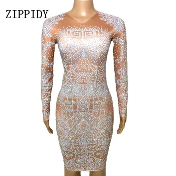 Sparkly AB Rhinestones Evening Celebrate Dress Bling Performance Party luxurious Shining Costume Women Nightclub Dress Outfit
Sparkly AB Rhinestones Evening Celebrate Dress Bling Performance Party luxurious Shining Costume Women Nightclub Dress Outfit